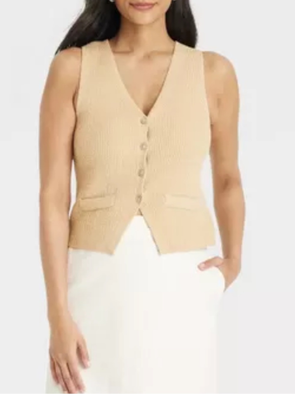 Women’s Universal Thread Lightweight V-Neck Button Sweater Vest- extra small